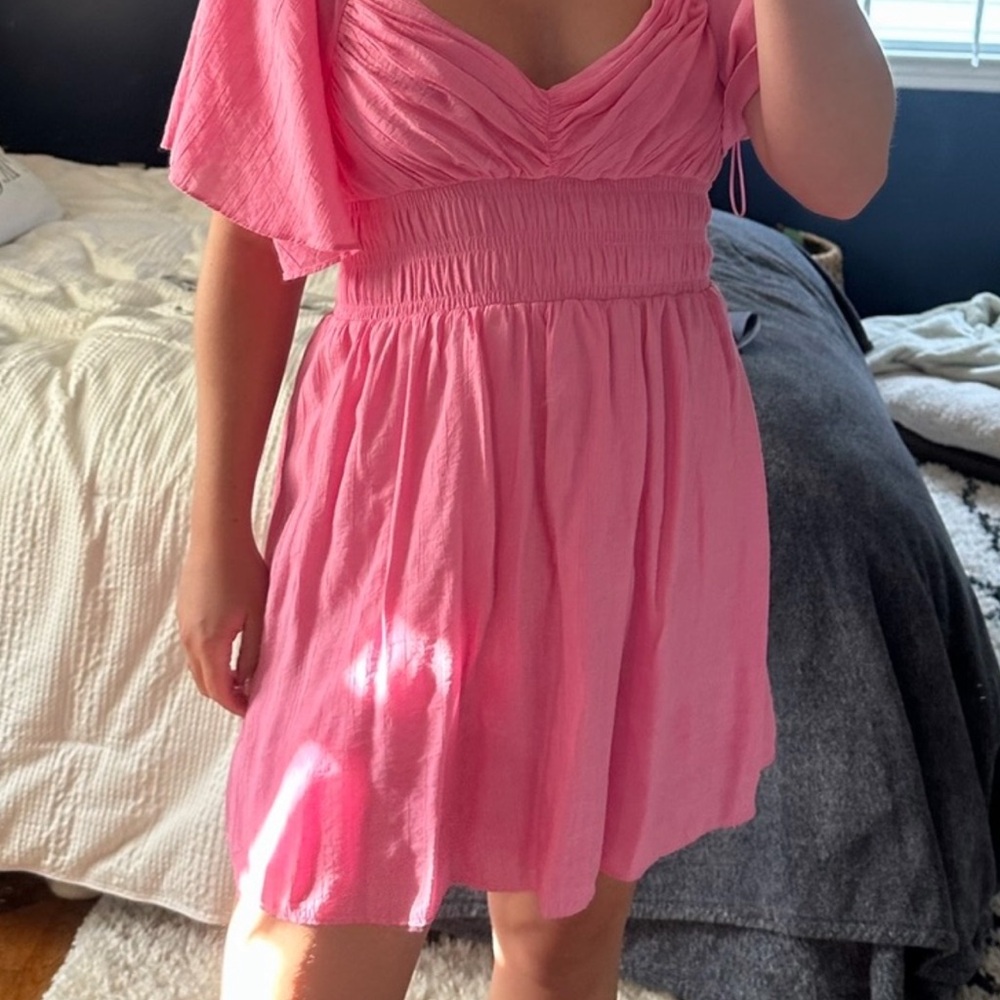 Pink Dress with Ruffle Sleeves - Picture 3 of 3